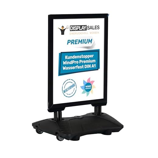 DISPLAY SALES Plakatständer WindPro® PREMIUM | Kundenstopper OUTDOOR in DIN A1 | Plakataufsteller A1 wasserfest in schwarz | Aufsteller Werbung beidseitig nutzbar für 2 Plakate