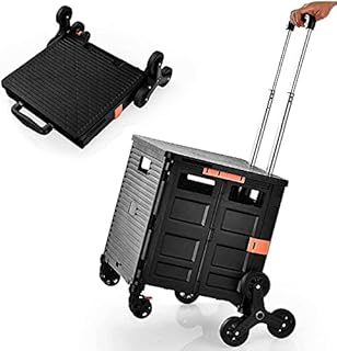 GYMAX Folding Shopping Trolley, Stair Climbing Boot Cart with Noiseless 360°Rotate Wheel and Adjustable Handle, Collapsible Utility Trolley Box for Shopping and Garden