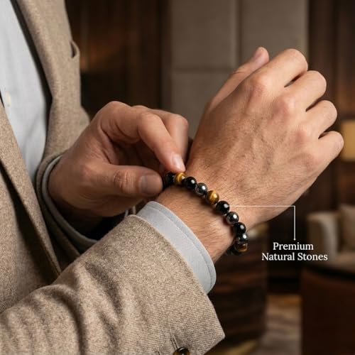 Image of Triple Protection Bracelet Original | 8mm Natural Tiger Eye, Black Obsidian & Hematite | Certified Healing Crystal Bracelet for Men & Women | Choose Your Size: Small, Medium, Large