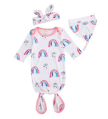 Newborn Baby Girl Boy Floral Nightgowns Sleepwear Romper Sleeping Bag Pajamas Set Baby Gift (H-White, 0-6 Months)