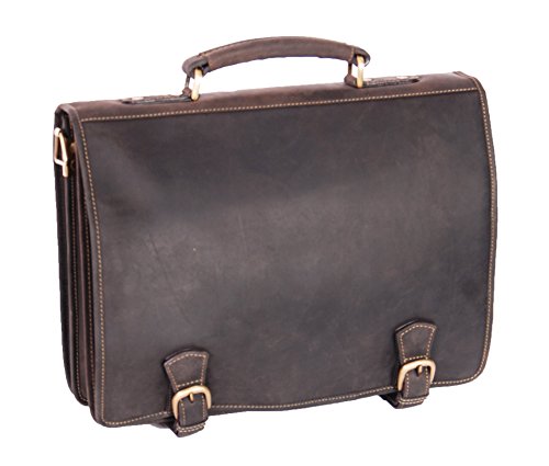 Mens Real Leather Messenger Satchel Organiser Laptop Bag Briefcase Hall Brown3
