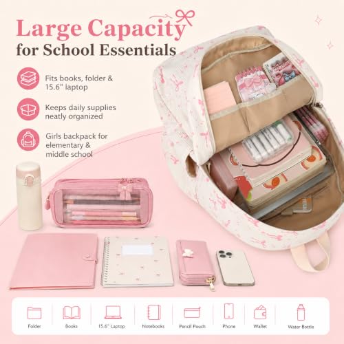 Image of Girls Backpack for Kids Elementary Bookbag Girly School bag Children Laptop Bag