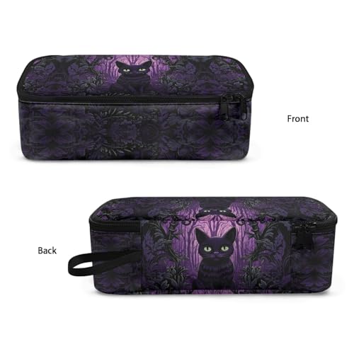 Image of Magic Cat Kids Pencil Pouch for Girls Halloweem Pencil Case,Ghost Garden Pencil Bag for Children Large Capacity Pencil Box for Boys Adults Men Pencil Organizer with Mesh Pocket