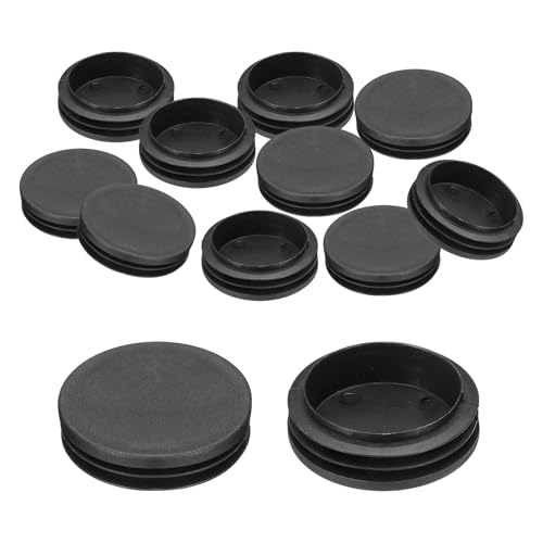 Image of PATIKIL 2-3 /8 inch Plastic Tubing End Caps, 12Pcs Round Hole Plug Insert for Round Iron Pipe Chair Leg Table Bookshelves Patio Furniture, Black