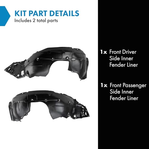 Image of TRQ Front Driver & Passenger Side Inner Fender Liner Set Compatible with 2017-2018 Honda Civic Sport 2019 Civic Sport Hatchback