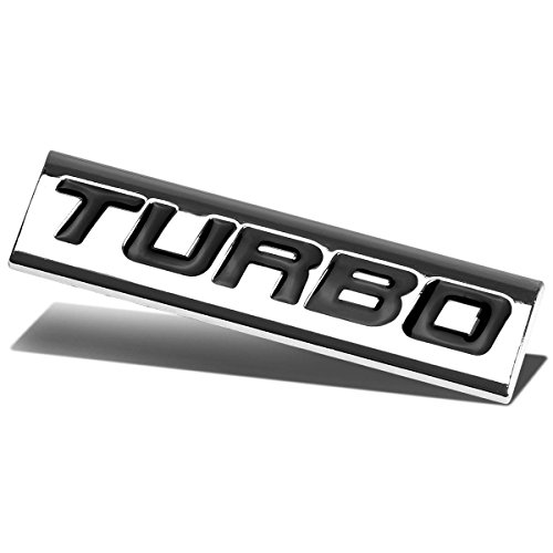 Auto Dynasty Chrome Finish Metal Emblem Turbo Badge, (Black Letter)