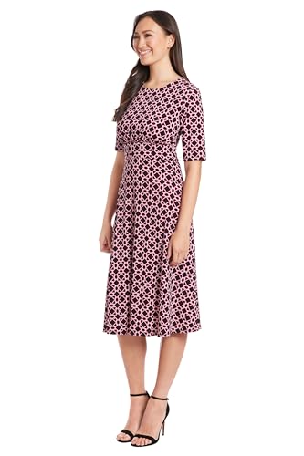 Image of London Times Women's Womens Elbow Sleeve A-line Midi - Pretty Garden Party Dress - Special Occasion Wedding Guest Dress