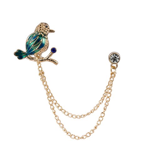 Knighthood Men's Gold and Blue Green Paroot with Swarovski Brooch/Lapel Pin Golden