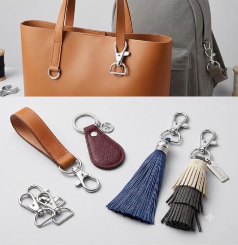 Image of Lobster Claw Clasps | D Ring - 360 Swivel Lanyards Trigger Snap Hooks Lanyard | Keychain Bag Strap | ID Card | DIY Crafts - Silver (Pack of 15 Pcs)