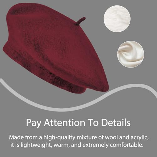 Image of Jolbndcv 6PCS Beret, French Beanie, Outdoor, Winter, Fashion Lady Hat | One Size Fits Most,Solid Color,Stretchable,for All Season