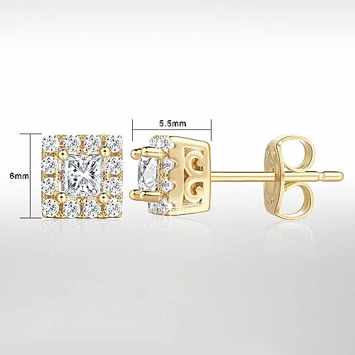 Stud Earrings 14K Gold Studs Earrings for Women Gold Diamond Earring Studs Small Square Earring4