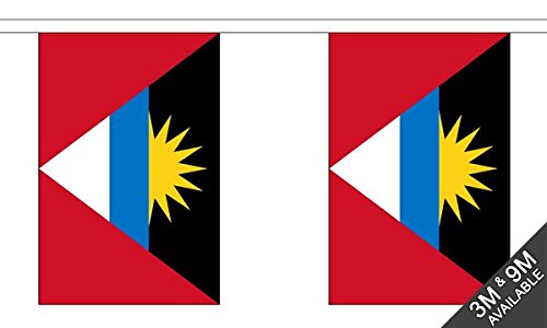 Flagtex Antigua and Barbuda Fabric Bunting – 9m with 30 Flags – Fabric for Indoor & Outdoor Use – String Flags Banners Antiguan Barbudan Caribbean Island — image 1