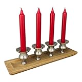 4er Kerzenhalter Advent aus Alu und Holz 33cm Adventskranz Kerzenständer Schale