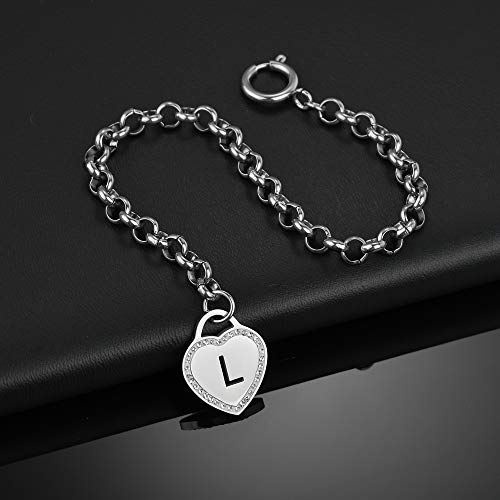 Image of CaleesLLC Letter A to Z Initial Charm Bracelet Adjustable Stainless Steel Anklet Personalized Wrist Link for Women