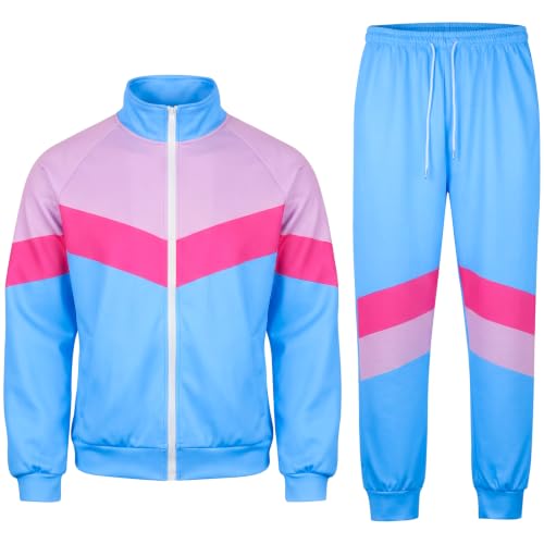Image of Arssm Retro 80s 90s Outfit Sets for Men Vintage Jacket and Joggers Sweatpants 80s Tracksuit Streetwear