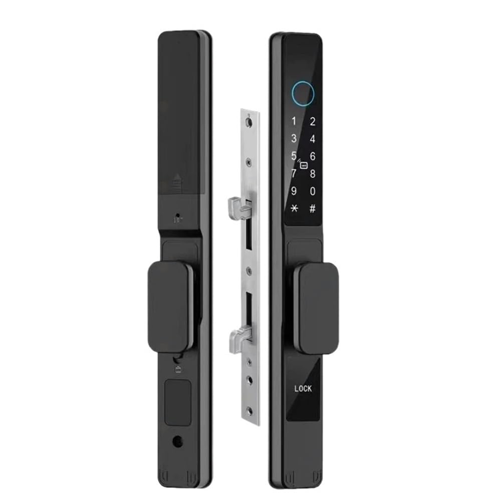 Serrure connectée étanche en aluminium pour porte coulissante en verre avec empreinte