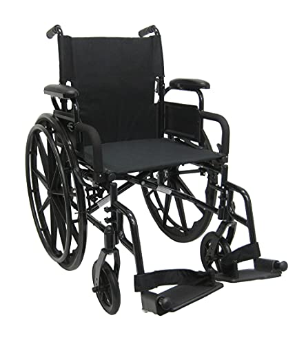 Karman Healthcare 802-DY 30 lbs Ultra Lightweight Wheelchair with Removable Footrest in Black, 18' x 16' Seat