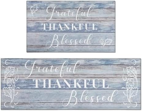 Amazon.com: Protikol Grateful Thankful Blessed Kitchen Rugs Set of 2 ...