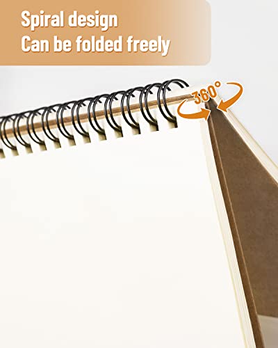 A5 Softcover Unlined Spiral Notebooks Blank Journals 2-Packs, Sketch Books Writing Pad Bullet Travel Memo Notepads Diary Planner For Work Women, 100 Pages/ 50 Sheets,8.3 "X 5.8"(Brown+Black) #TOP4