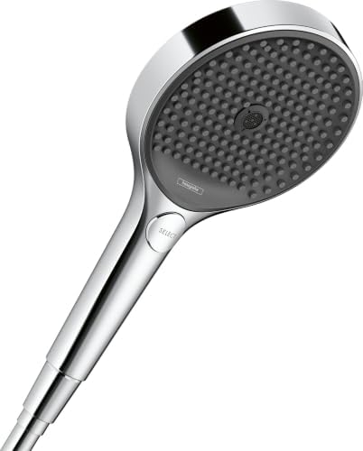 hansgrohe Rainfinity - wassersparender Duschkopf 9 l/min (EcoSmart), Handbrause mit 3 Strahlarten, runde Duschbrause (⌀ 130 mm), Sparduschkopf mit Antikalk-Funktion, Chrom