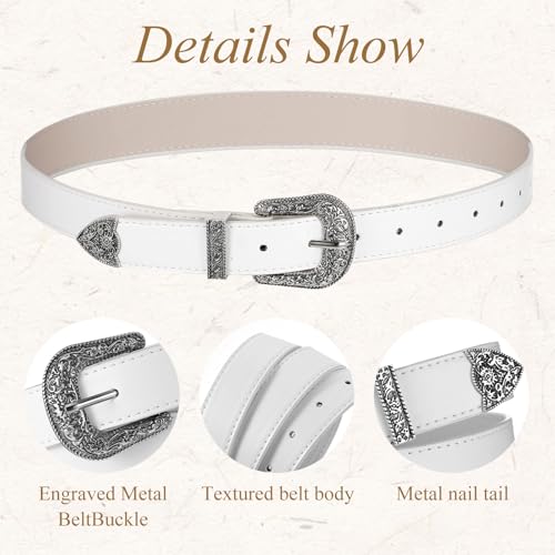 Western Belt for Women Men Leather Country Belt for Fashion and Waist Cowboys Cowgirls Carving Buckles Belts for Jeans Pants Halloween Dekorationen3