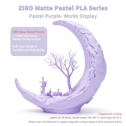 Image of ZIRO Matte Pastel Colors PLA Series, Tougher & Stronger, 1kg Pastel Purple | Fit for Most FDM 3D Printer, 1.75mm 1KG Spool, Dimensional Accuracy + /-0.03mm, Colorful PLA FilamenT