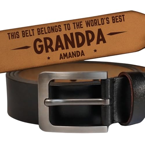 This Belt Belongs to the World’s Best Grandpa, Personalized Leather Belt for Grandpa - Custom Leather Belt with Kid's Name, Father's Day Gift from Grandchildrem, Gift for Dad, Father, Grandpa2