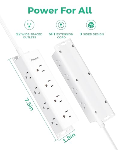 Surge Protector Power Strip, 12 Wide Spaced Multi Outlets, Wall Mount - image 7