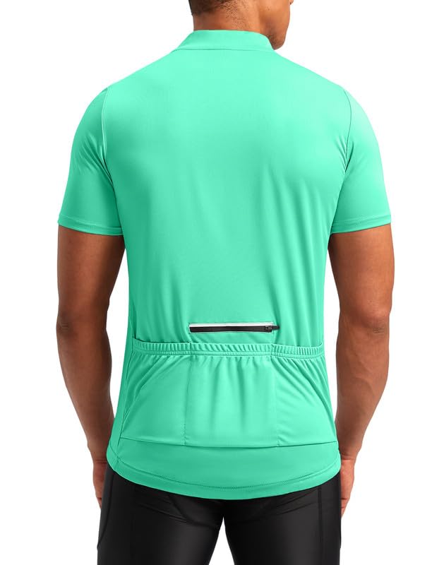 Bikewa Men's Cycling Jersey Moisture Wicking Short Sleeve UPF Half Zip Bike Road Riding Biking Shirts for Men Zipper Pockets