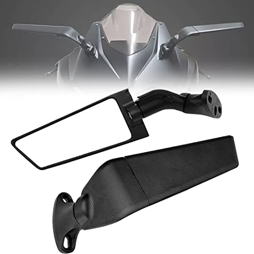 TANZEDMI Rétroviseurs universels pour moto Rétroviseur de moto ailette de vent pivotante et Réglable ailette de rétroviseur latéral rotative pour Kawasaki NINJA Yamaha Honda BMW Ducati Noir