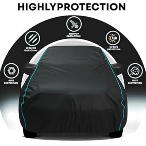 Image of 100% Waterproof Car Cover for Tata Nexon with Mirror Pockets, Triple Stitched, Heavy Duty, UV Protection (Black)