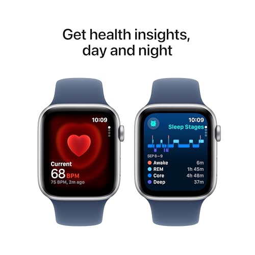 Apple Watch SE (2nd Gen) [GPS 44mm] Smartwatch with Silver Aluminum Case with Denim Sport Band M/L. Fitness and Sleep Trackers, Crash Detection, Heart Rate Monitor, Retina Display by Apple - Used condition - Image 5