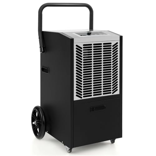 SOARS Deshumidificateur 66L/Jour, 355 m³/H, Déshumidificateur Électrique Professionnel avec Pompe Vidange Automatique & Tuyau d'Évacuation, Filtre Amovible, pour Cave, Entrepôt, Sous-Sol (Noir+Blanc)