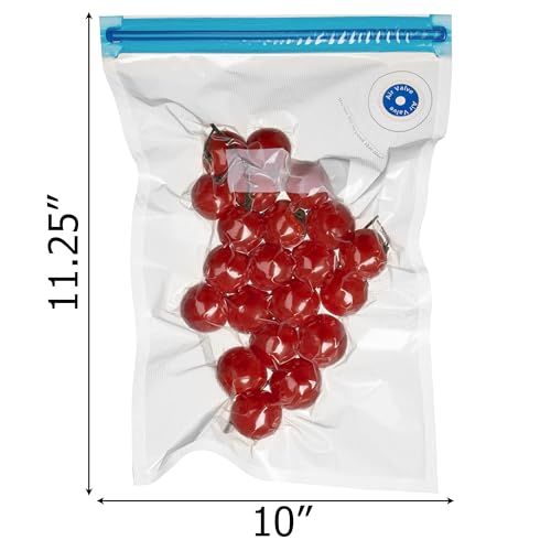 Image of Basicwise 10 inch x 11 inch Set of 12 Reusable Airtight and Resealable Food Storage Bags Durable & Convenient Solution for Fruits Fresh Vegetables Cooked Meals & Leftovers Compatible with Most Vacuum Sealers