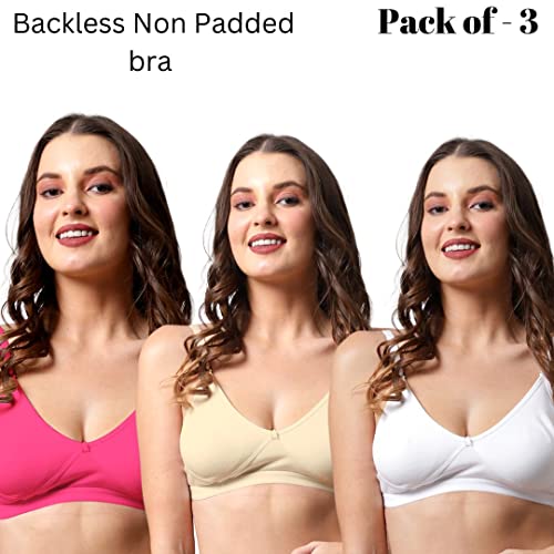 Image of Be-Wild Full Coverage Non Padded Backless Transparent Strap Bra for Women and Girls /Ladies /Black /Cotton /Casual /t-Shirts /Everyday /Regular /Bras
