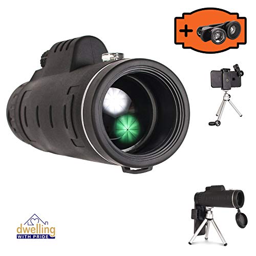DWP Monocular Telescope - with Free 3in1 Smartphone Lens, 12x50 Monocular Scope