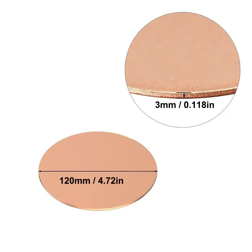 T2 Kupferblech Platte Dick 3mm Kupferscheibe Rundblech Durchmesser 10mm-300mm,120mm