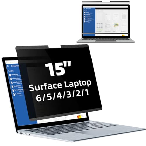 Image of Mamol Magnetic Privacy Screen for 15 inch Surface Laptop 6 /5 /4 /3 /2 /1, Removable Anti Spy Glare Blue Light Filter, Microsoft Surface Laptop Privacy Screen Protector 15 in