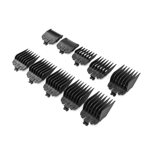 Lot de 10 embouts de tondeuse à cheveux, protège-cheveux, accessoires coulissants, guide de limite, tondeuse à barbe (1,5 mm à 25 mm, noir)