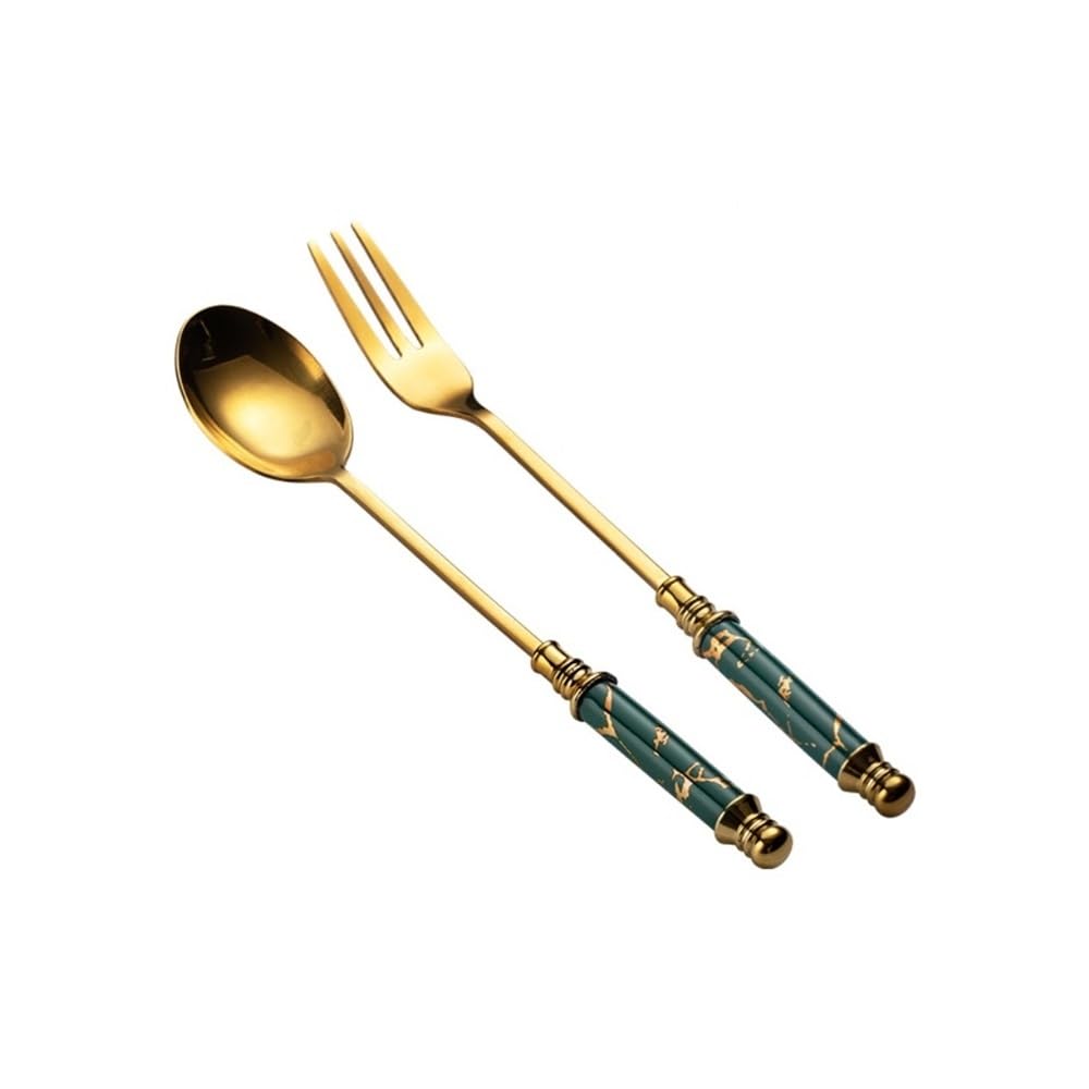 Cuillère de table verte en inox idéale pour le thé de l'après-midi