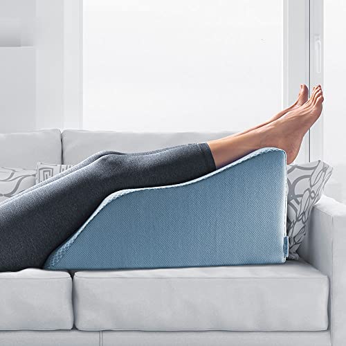 Lounge Doctor Elevating Leg Rest Pillow, Uniquely Designed Incline Wedge for Vein Circulation, Leg Swelling, Lymphedema,Leg and Back Pain, Relaxation,  Light Blue, 18" Wide, Large