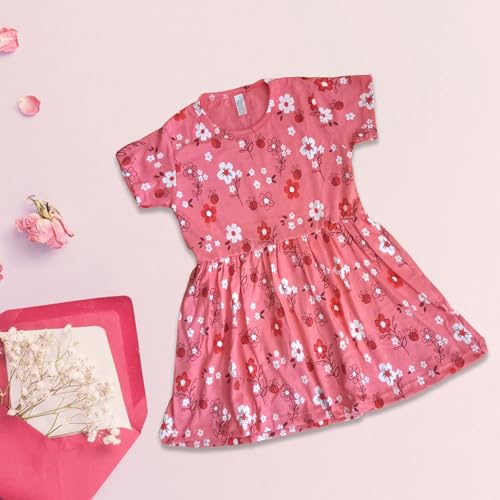 Image of NewLadiesZone Girls Pure Cotton Casual Round neck regular feet Multi Color Girls Gown dress Half Sleeve set of 3 pcs