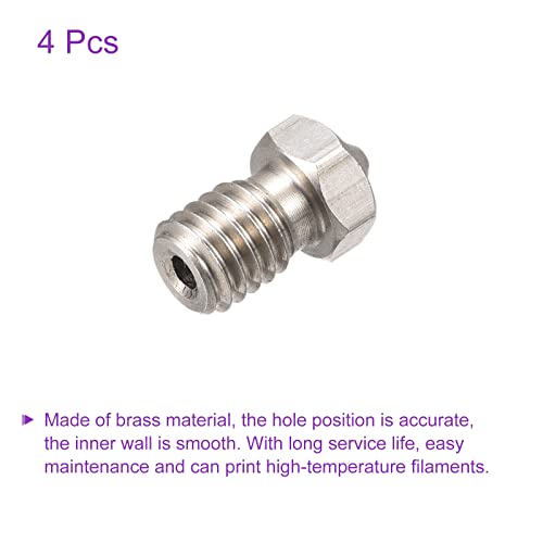 Image of DMiotech 4 Pack 0.6mm 3D Printer Nozzle Stainless Steel Nozzle for V5 V6 Extruder, 1.75mm Filament
