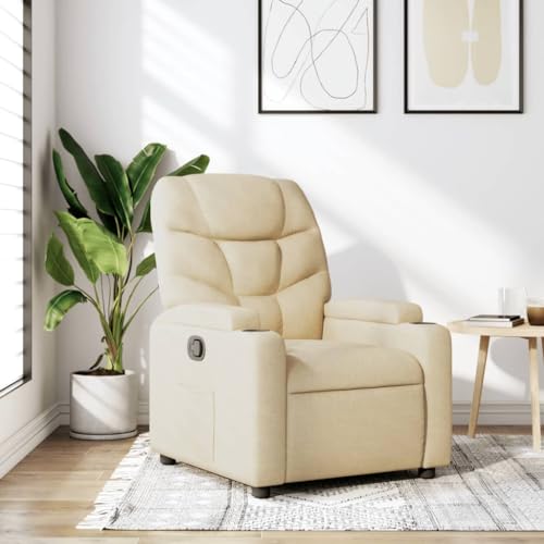 Tonture Relaxsessel Creme Stoff, Manuelle Liegefunktion, Bequemer Polstersessel für Wohnzimmer, Schlafzimmer, Leseecke, Indoor-Nutzung