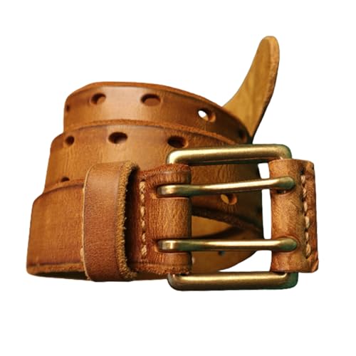 Classic Cowhide Leather Belts Adjustable Fashion Double Grommet Devise Punk Rock Western Style Vintage Belt