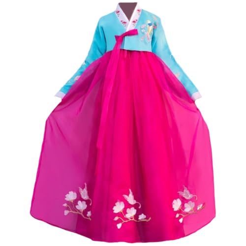 Hanbok coreano tradicional con bordado floral premium 2