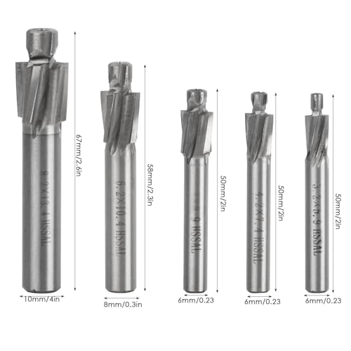 BATINO 5 Stück Senker Schaftfräser, CNC Fräser Metall Schaftfräser, HSS-AL M3 M4 M5 M6 M8 4 zapfensenker Flöten Senker Schaftfräse Slot Bohrer zum Fräsen von Kupfer, Aluminium, Stahl, Gusseisen