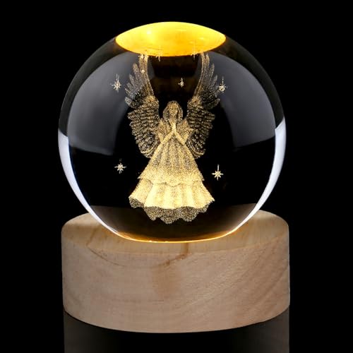 AWARDSEN 60 mm Engel Glaskugel Deko, Crystal Ball, Glaskugel Lampe,...