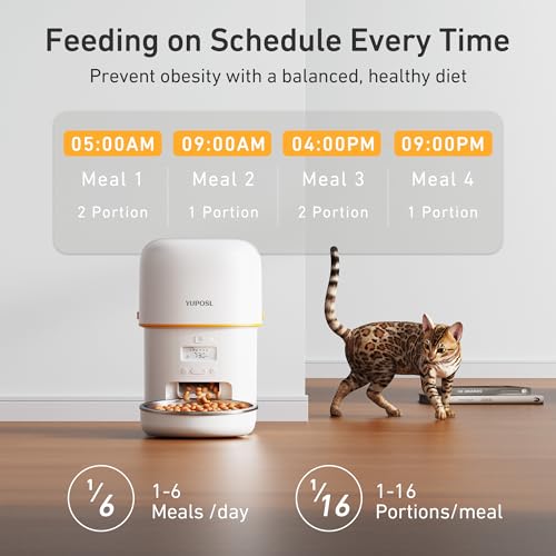 Automatic Cat Feeders - 2L Cat Food Dispenser Easy to Use, Timed Automatic Pet Feeder with Over 180-day Battery Life, 1-6 Meals Dry Food Programmable Portion Control Also for Dogs - Image 3