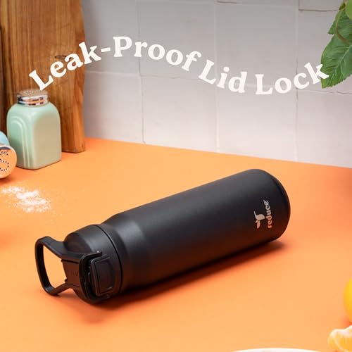 Image of REDUCE 24 oz Hydrate Pro Stainless Steel Insulated Water Bottle - Flip Top Leak-Proof Lid, Dishwasher Safe, BPA-Free, Dual Wall Vacuum, Keeps Drinks Cold for 48 Hrs, Cup Holder Friendly - Mineral Blue